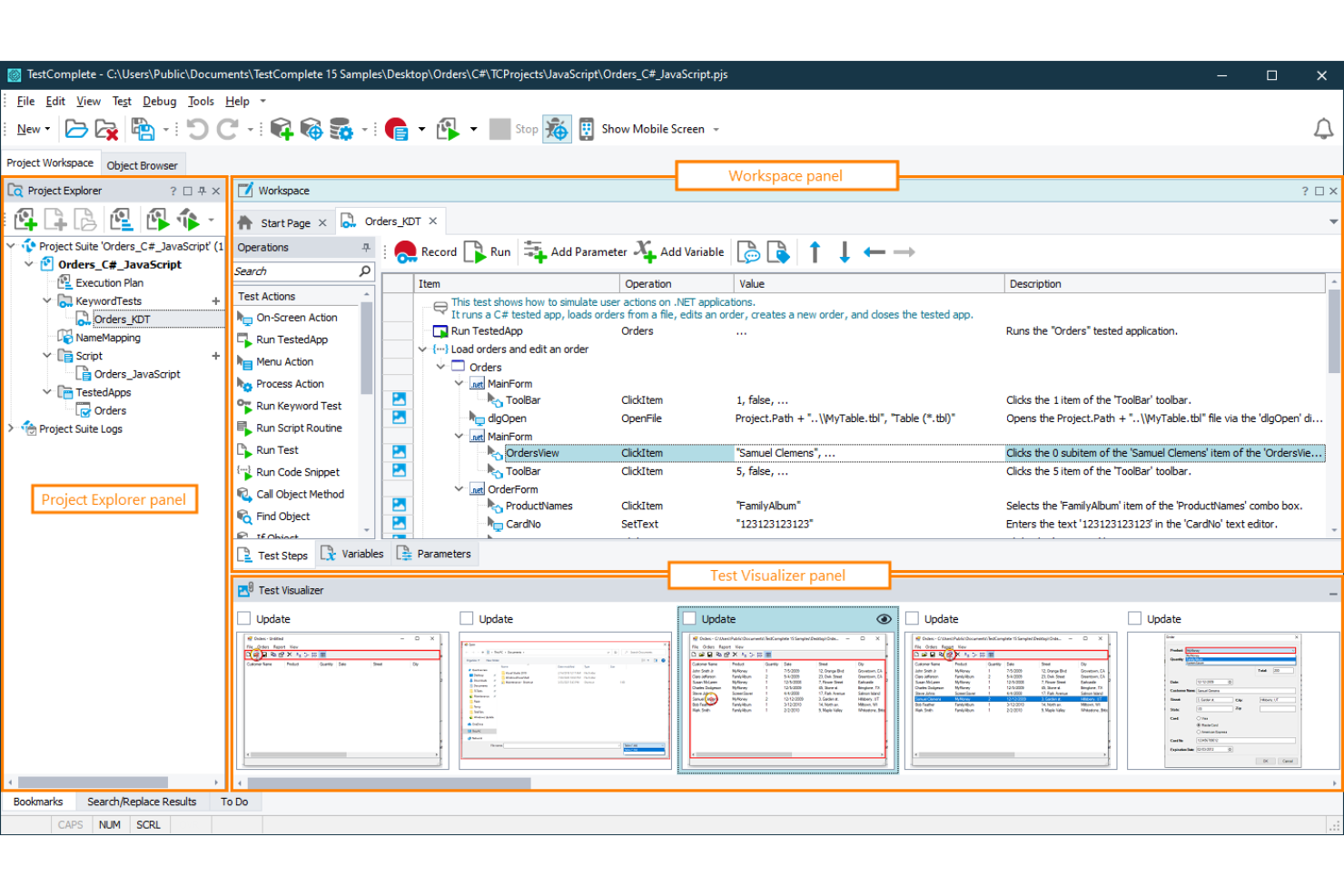 TestComplete screenshot - 10 mejores herramientas para probar sitios web analizadas en 2026