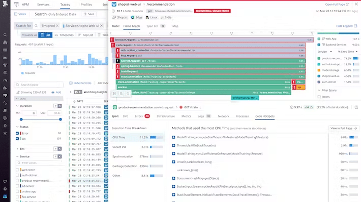 Datadog screenshot - 10 Mejores Herramientas de Monitorización de Aplicaciones de 2026
