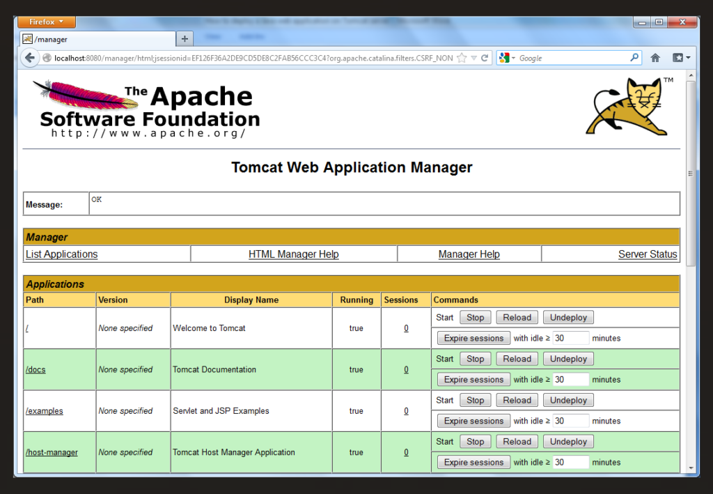 Apache Tomcat screenshot - Los 10 Mejores Software de Servidor de Aplicaciones para Desarrolladores en 2026