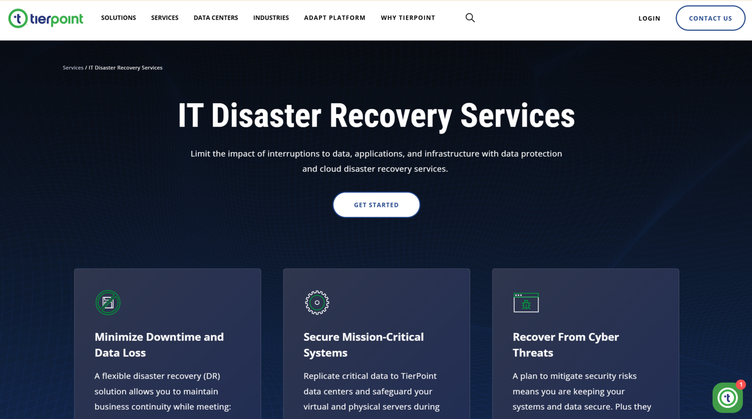 TierPoint screenshot - Descifrando los 10 Mejores Servicios de Recuperación ante Desastres de 2026