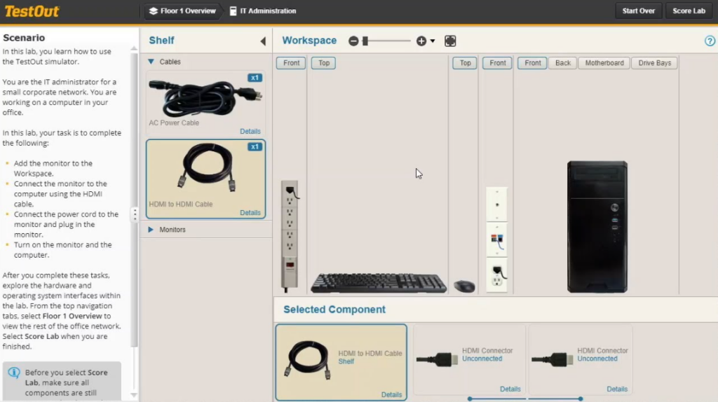 TestOut LabSim screenshot - 10 Mejores Programas de Laboratorios Virtuales de TI Analizados en 2026