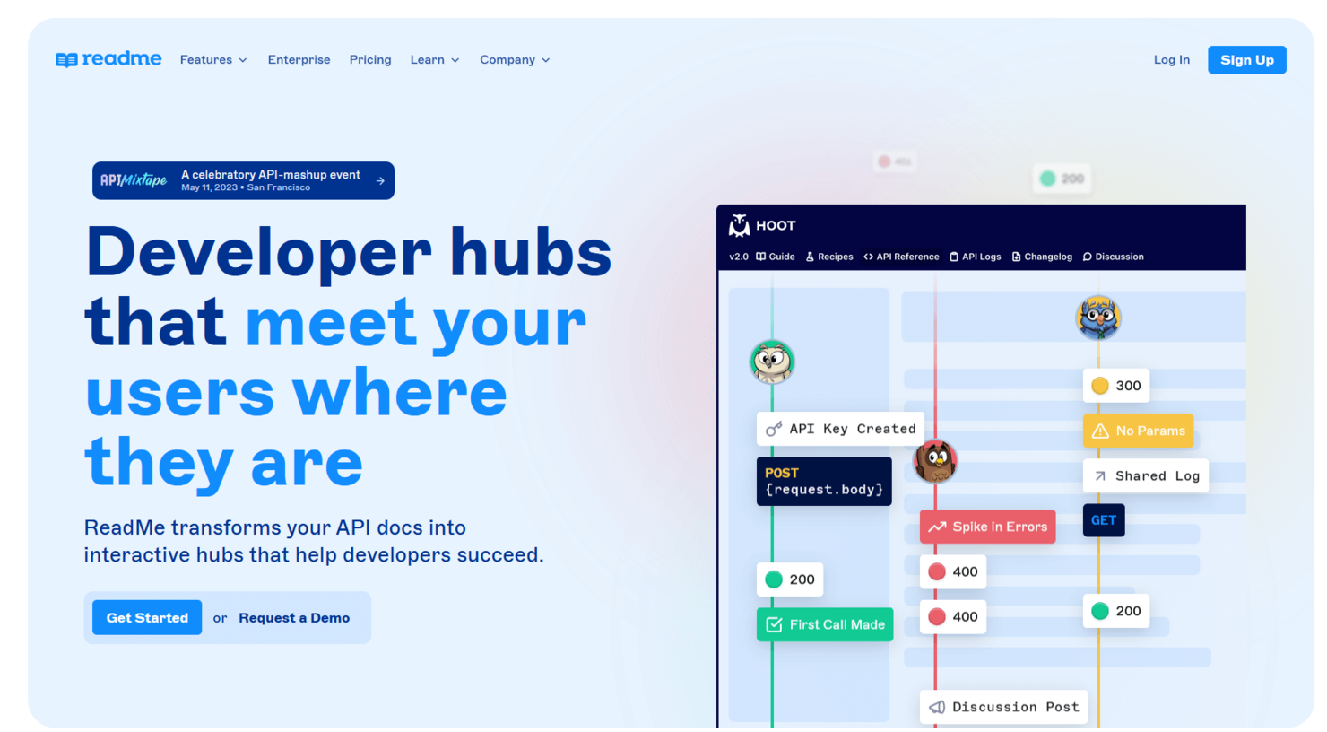ReadMe screenshot - Guía de las 10 mejores herramientas API para 2026