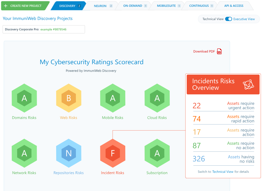ImmuniWeb screenshot - Descubre Las 10 Mejores Herramientas de Monitoreo de la Web Oscura Hoy