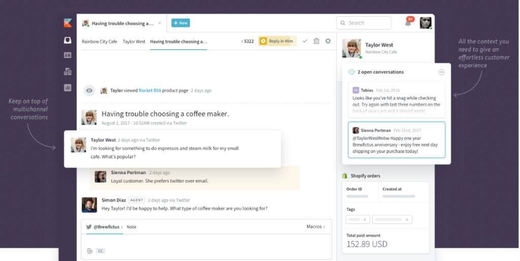 Kayako screenshot - 10 mejores alternativas a Front revisadas en 2026