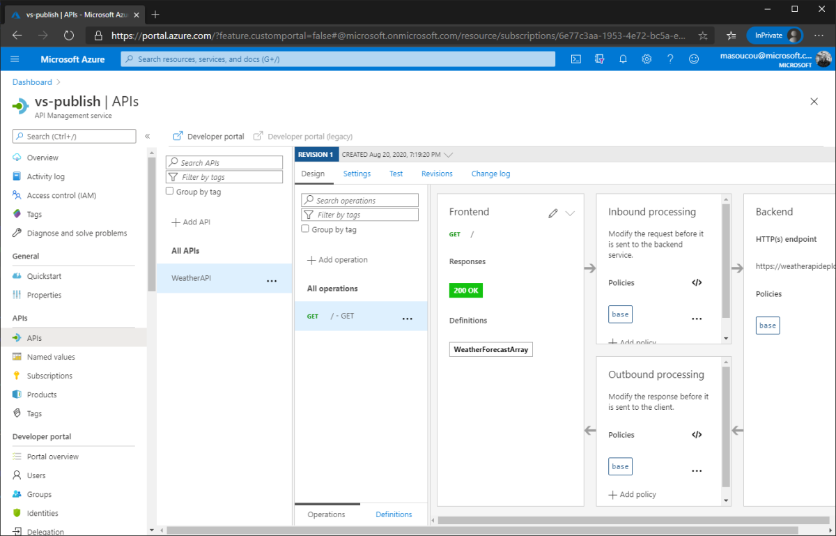 Azure API Management screenshot - Guía de las 10 mejores herramientas API para 2026