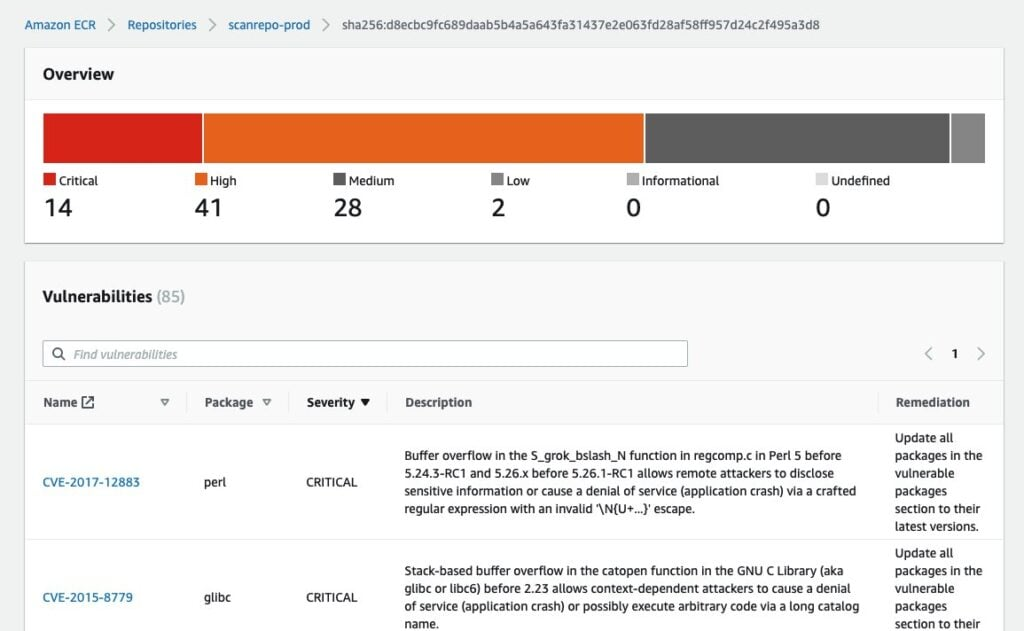 Amazon Elastic Container Registry (ECR) screenshot - Las 10 Mejores Alternativas a Docker Revisadas en 2026