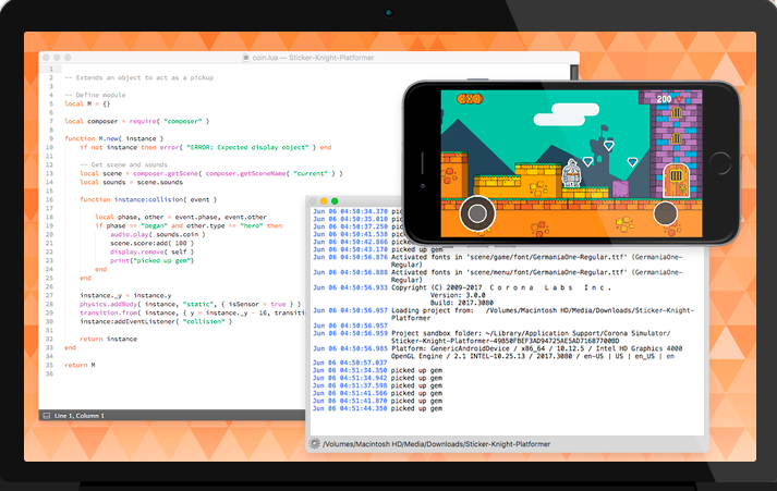Corona SDK screenshot - 10 Mejores Software Empresariales para el Desarrollo de Videojuegos en 2026