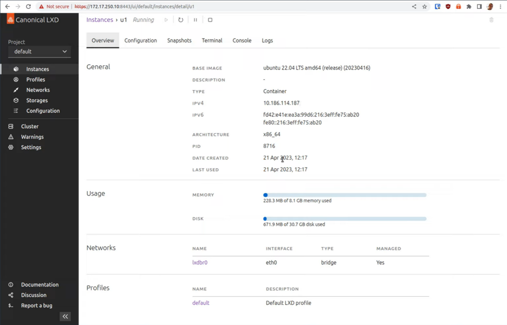 Ubuntu LXD screenshot - Las 10 Mejores Alternativas a Docker Revisadas en 2026