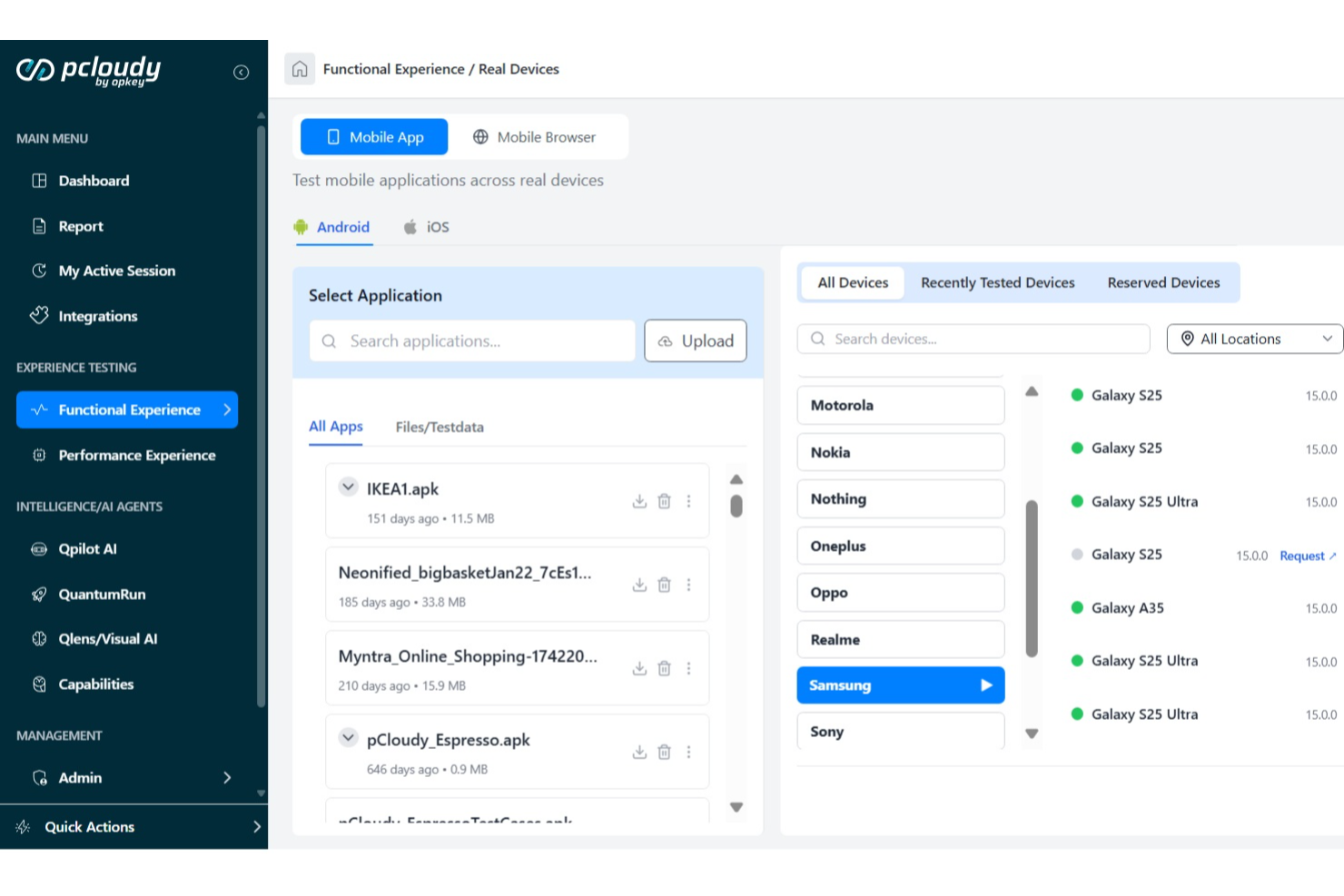 Pcloudy screenshot - Las 10 mejores herramientas de pruebas móviles de 2026