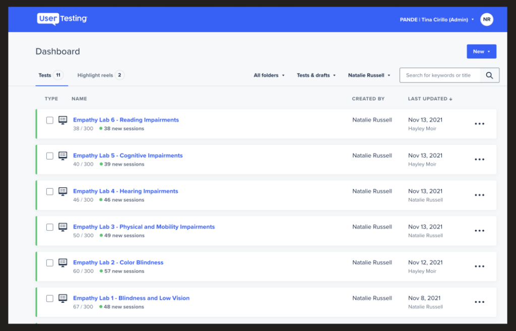 UserTesting screenshot - Las 10 mejores herramientas de pruebas móviles de 2026