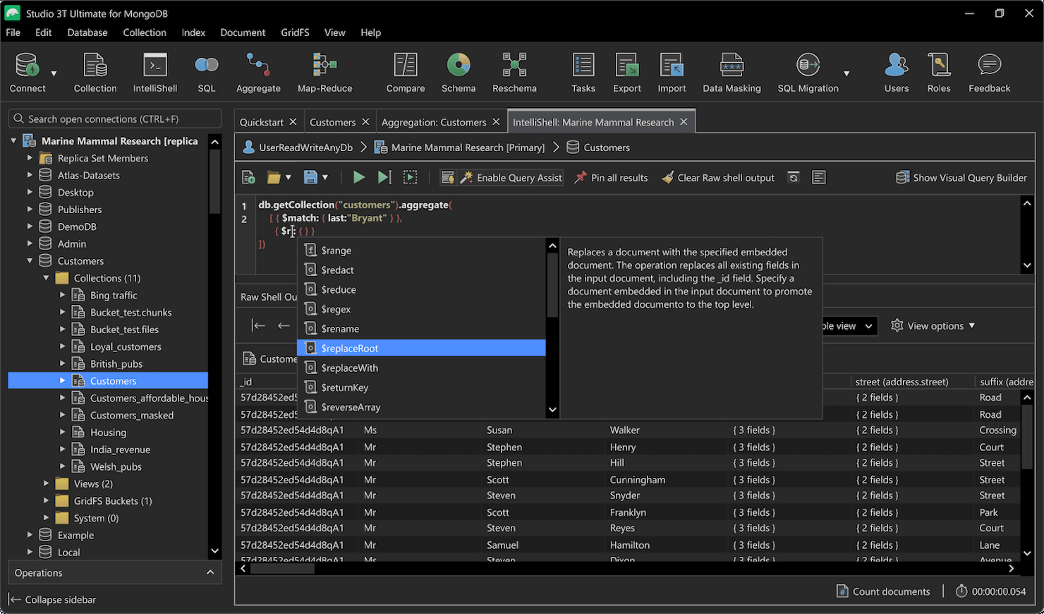 Studio 3T screenshot - 10 Mejores Software de Gestión de Bases de Datos (10 Probados)