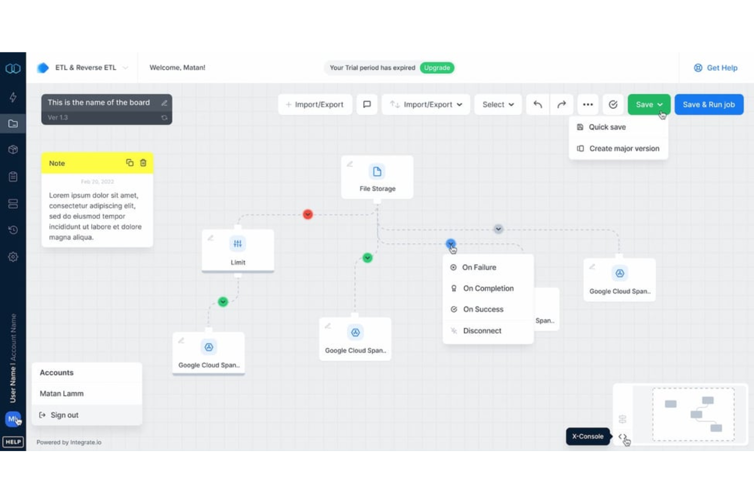 Integrate.io screenshot - 10 mejores herramientas de integración de datos revisadas para 2026