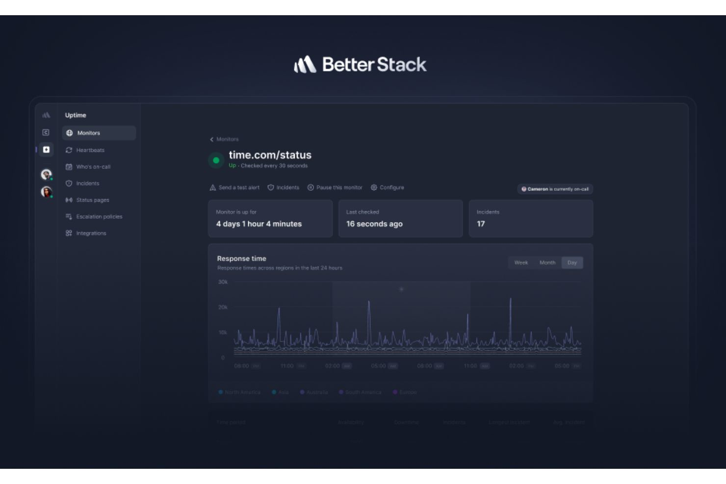 Better Stack screenshot - 10 Mejores Herramientas de Monitorización Sintética Analizadas en 2026