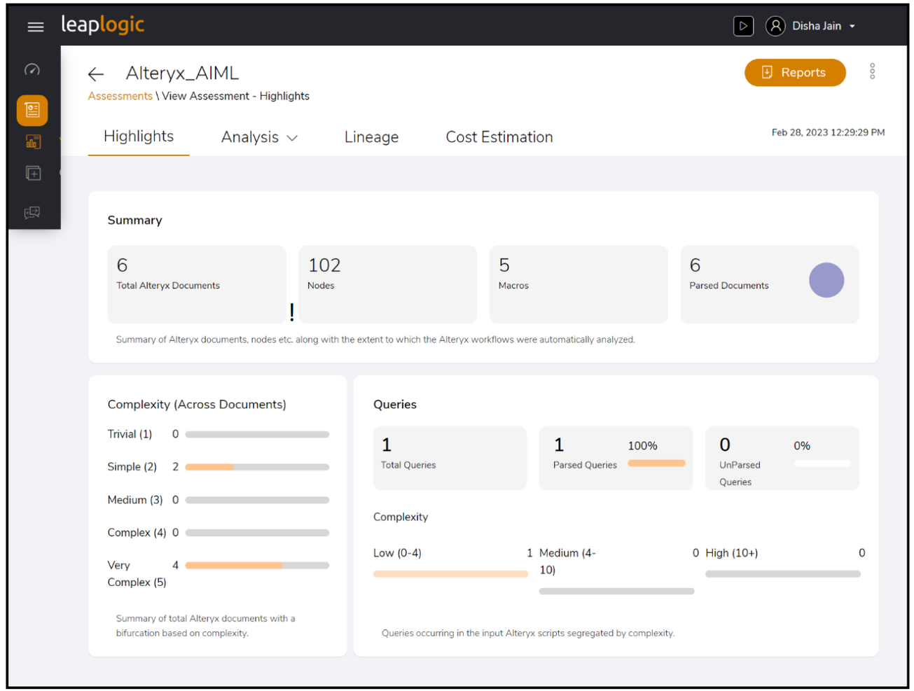LeapLogic screenshot - 10 mejores soluciones de migración a la nube analizadas para 2026