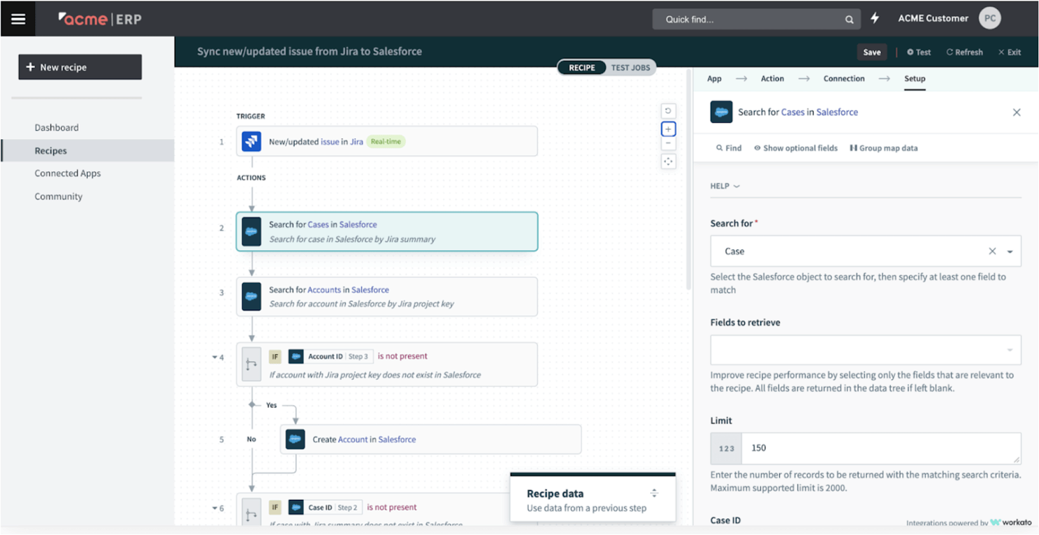 Workato screenshot - Los 10 Mejores Software iPaaS Analizados en 2026