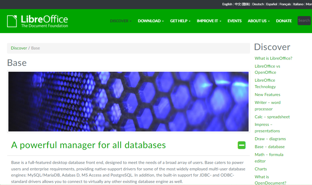 LibreOffice Base screenshot - Las 10 Mejores Aplicaciones de Base de Datos de Escritorio en 2026