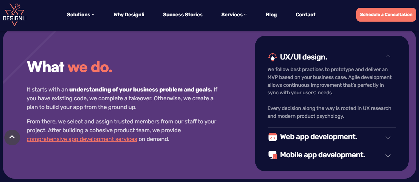 Designli screenshot - 10 Mejores Servicios de Desarrollo de Aplicaciones Multiplataforma en 2026