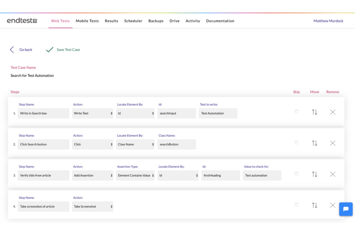 Endtest screenshot - 10 Mejores Herramientas de Automatización Web Analizadas para 2026