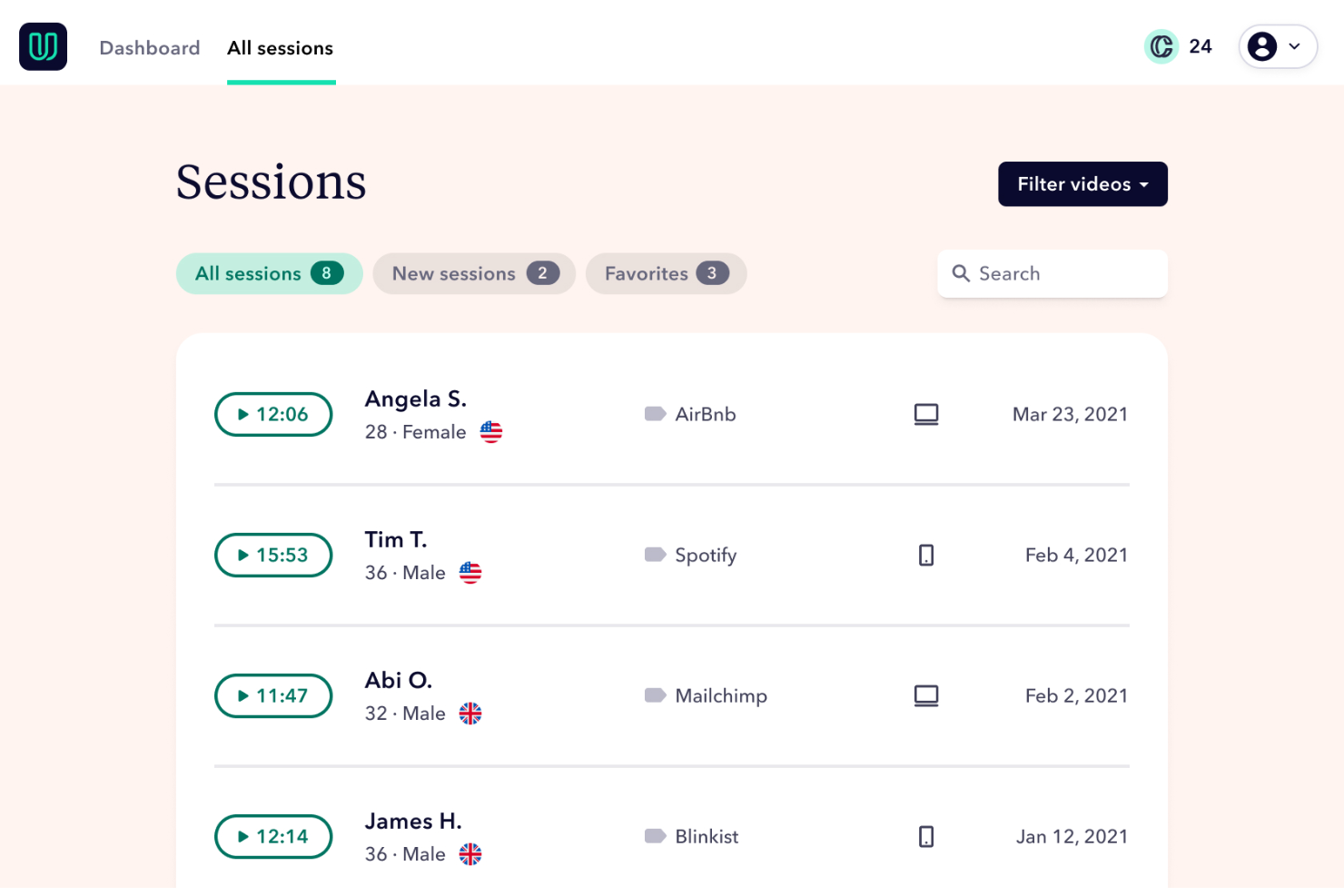 Userbrain screenshot - 10 Mejores Herramientas de Pruebas de Usabilidad Para Retroalimentación Real en 2026