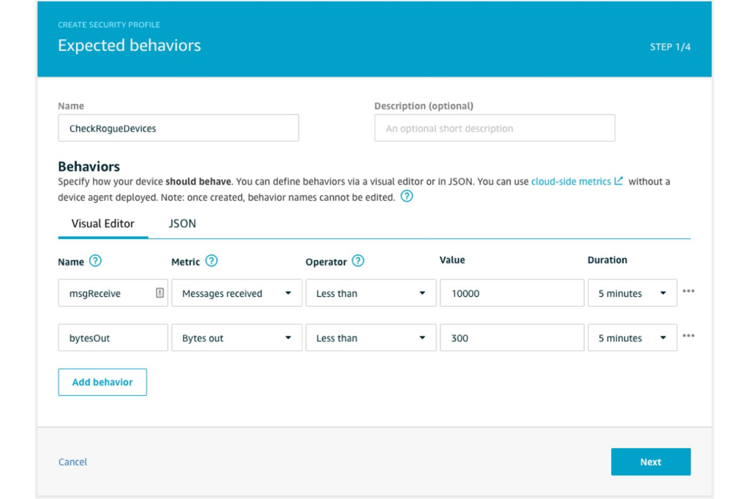 AWS IoT Device Defender screenshot - 10 Mejores Herramientas de Pruebas IoT Analizadas en 2026