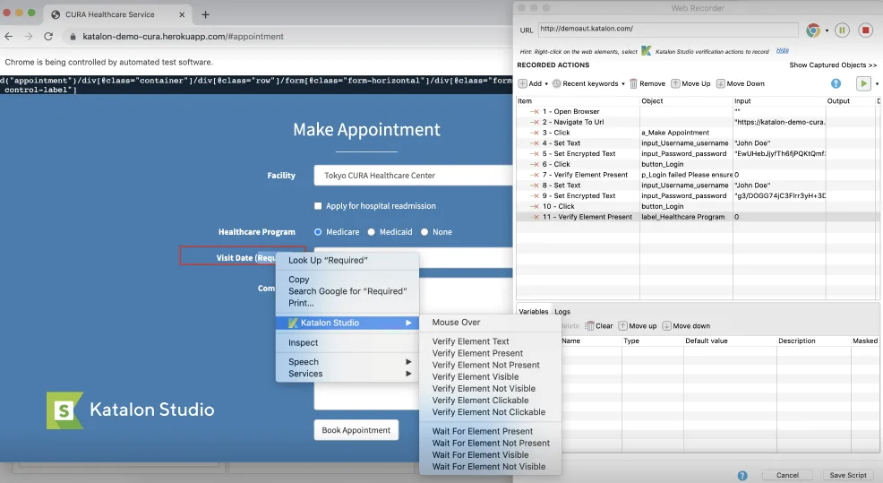 Katalon Studio screenshot - 10 Mejores Herramientas de Pruebas de Regresión Evaluadas para 2026