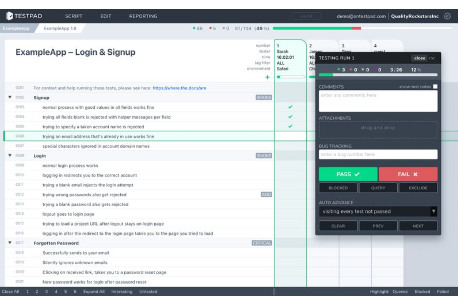 Testpad screenshot - Las 10 Mejores Herramientas de Pruebas de Software para QAs en 2026