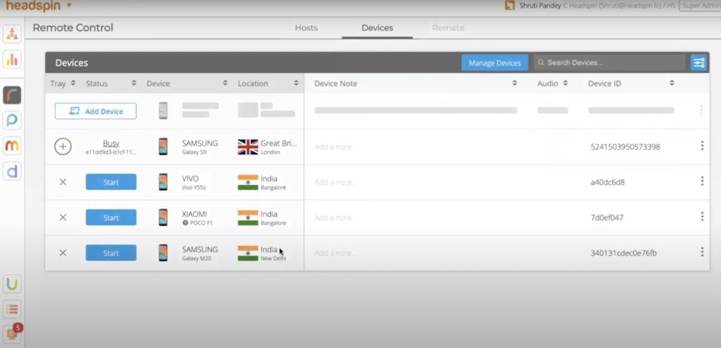 HeadSpin screenshot - 10 Mejores Herramientas de Pruebas Cruzadas en Navegadores Revisadas en 2026