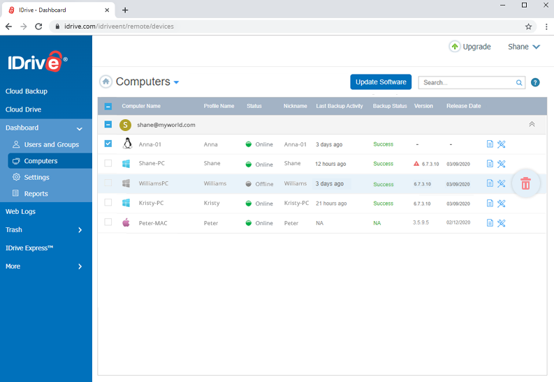 IDrive Backup screenshot - Los 10 mejores programas de copias de seguridad en línea analizados en 2026