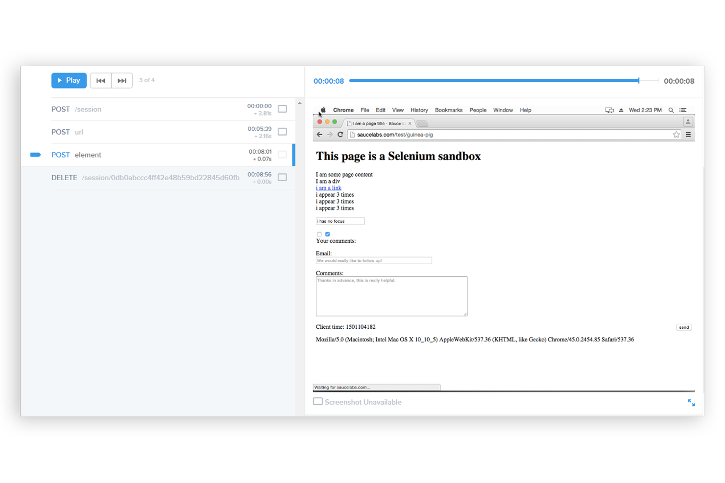 Sauce Labs screenshot - 10 Mejores Herramientas de Pruebas de API Evaluadas en 2026