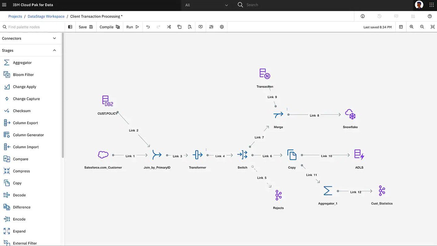 IBM DataStage screenshot - 10 Mejores Herramientas ETL Analizadas para 2026
