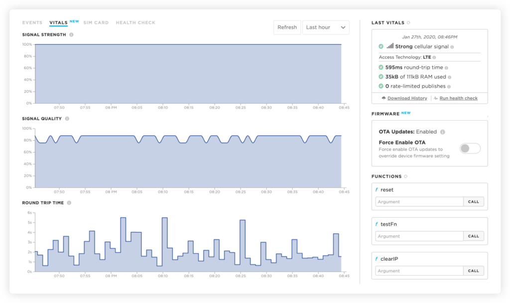 Particle screenshot - 10 mejores soluciones y plataformas de gestión de dispositivos IoT en 2026