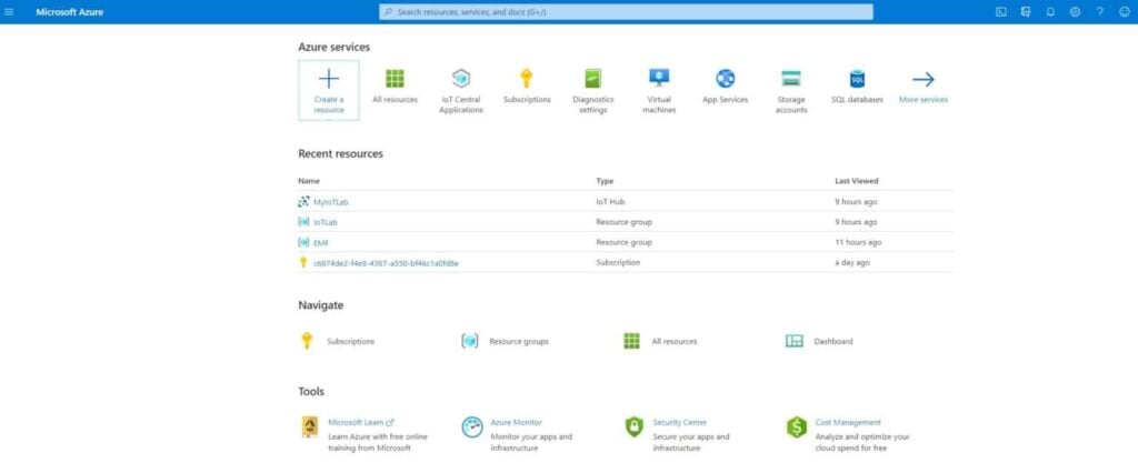 Azure IoT Hub (Microsoft Azure) screenshot - 10 Mejores Plataformas en la Nube para IoT Analizadas en 2026