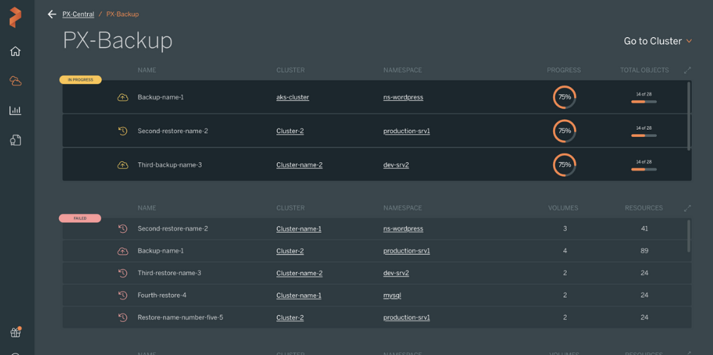 Portworx Backup screenshot - Las 10 Mejores Herramientas de Recuperación ante Desastres: Protege Tus Datos a Prueba de Todo