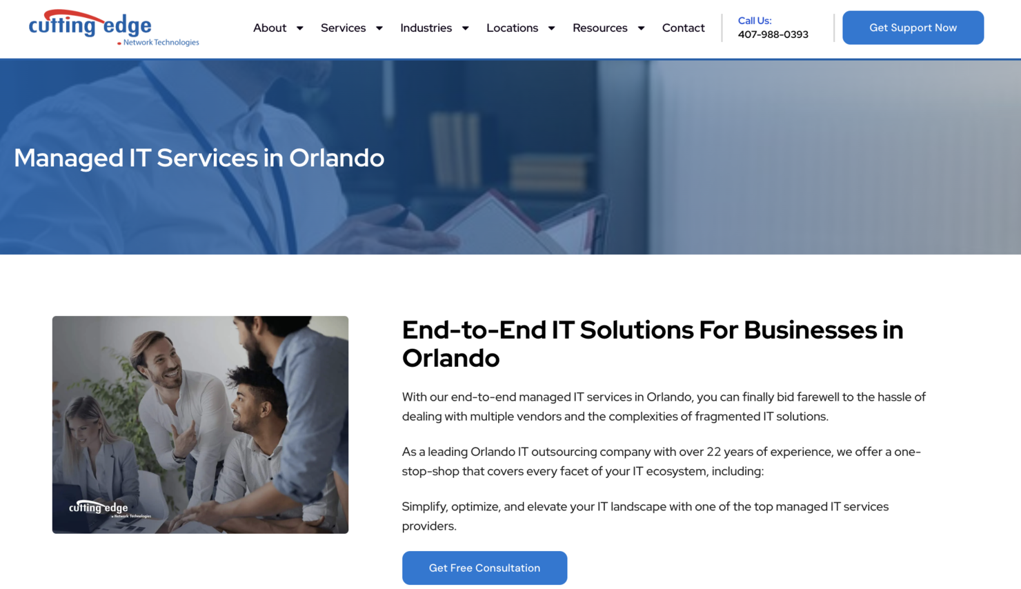 Cutting Edge Network Technologies screenshot - Las 10 mejores empresas de servicios de TI gestionados en Orlando revisadas en 2026