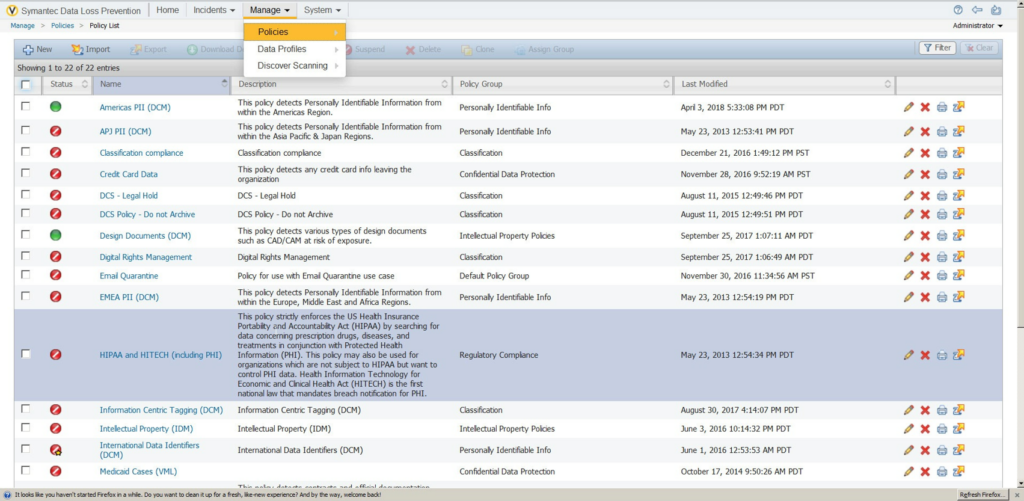 Symantec Data Loss Prevention screenshot - 10 Mejores Software de Prevención de Pérdida de Datos de 2026