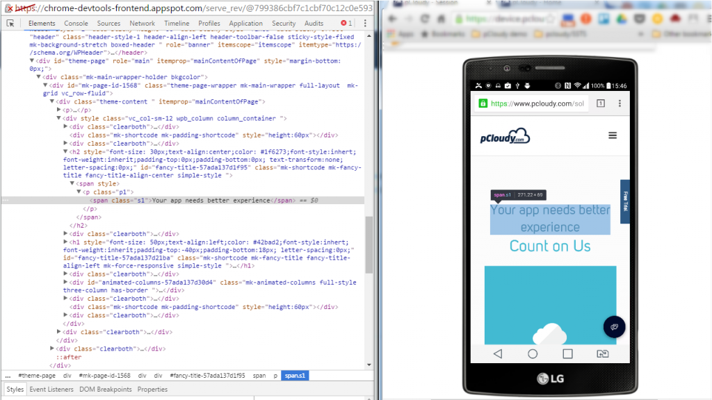 Chrome Mobile DevTools screenshot - Las 10 mejores herramientas de depuración analizadas en 2026