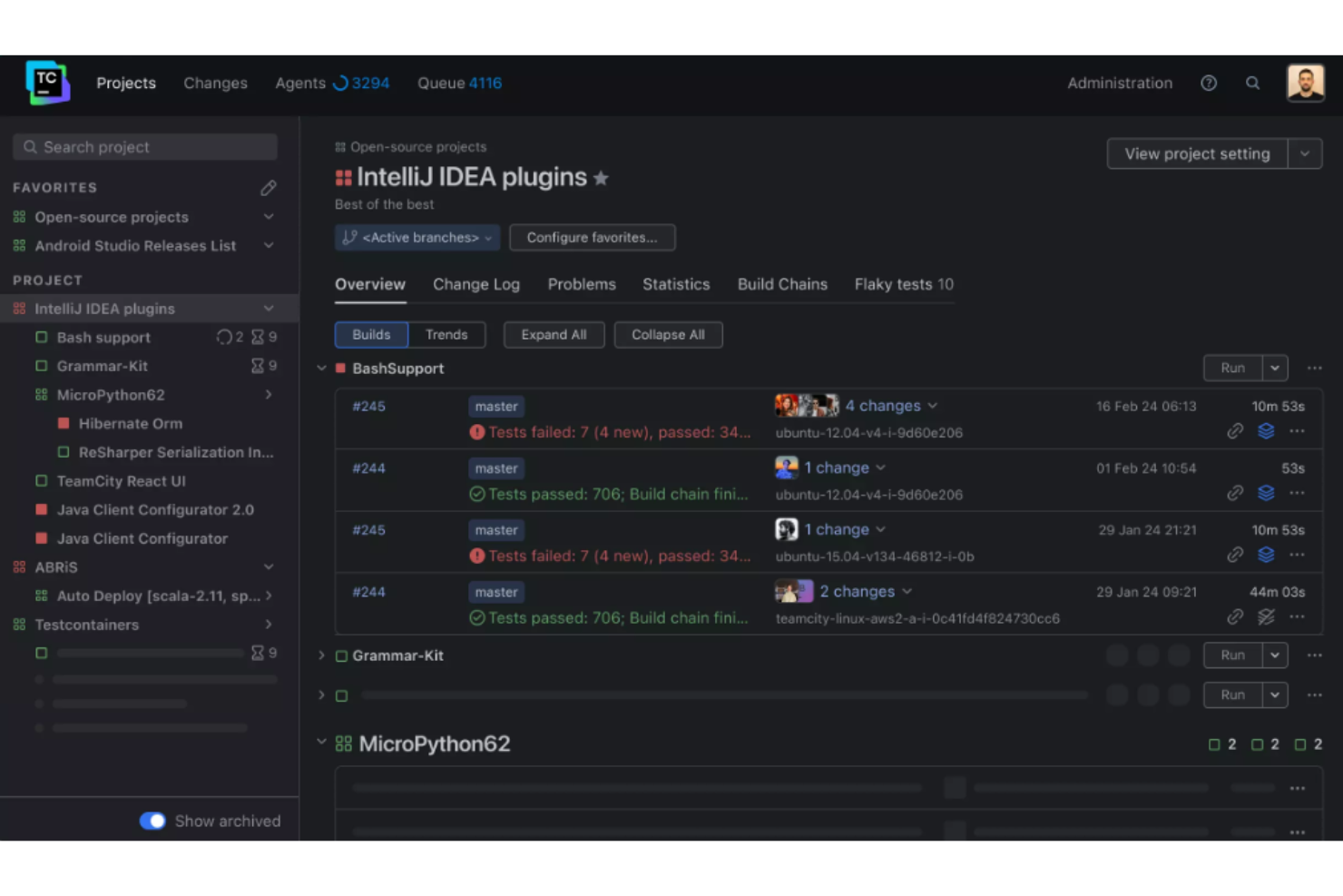 TeamCity screenshot - 10 Mejores Herramientas de Gestión de Configuración Analizadas para 2026