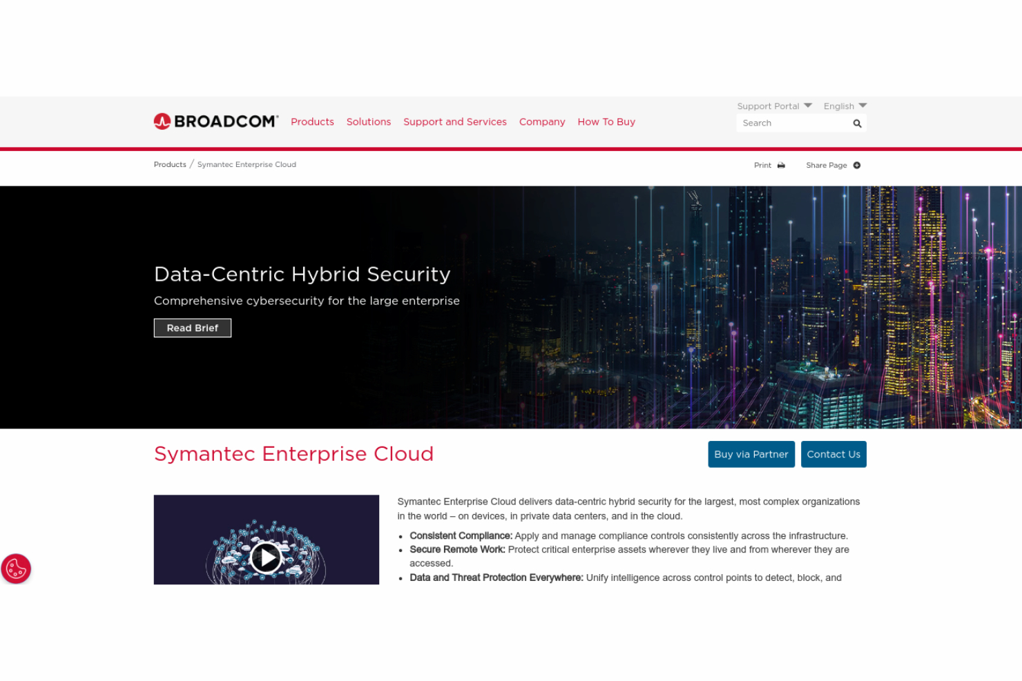 Broadcom Symantec Enterprise Cloud screenshot - 10 Mejores Proveedores de Ciberseguridad para Empresas en 2026