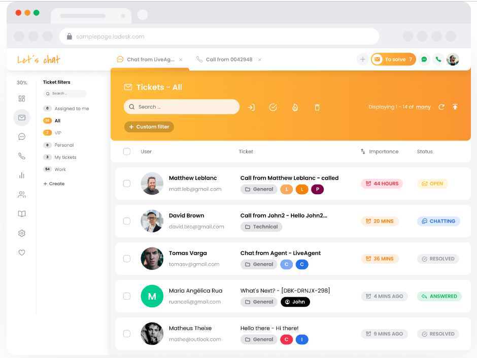 LiveAgent screenshot - 10 mejores alternativas a Front revisadas en 2026