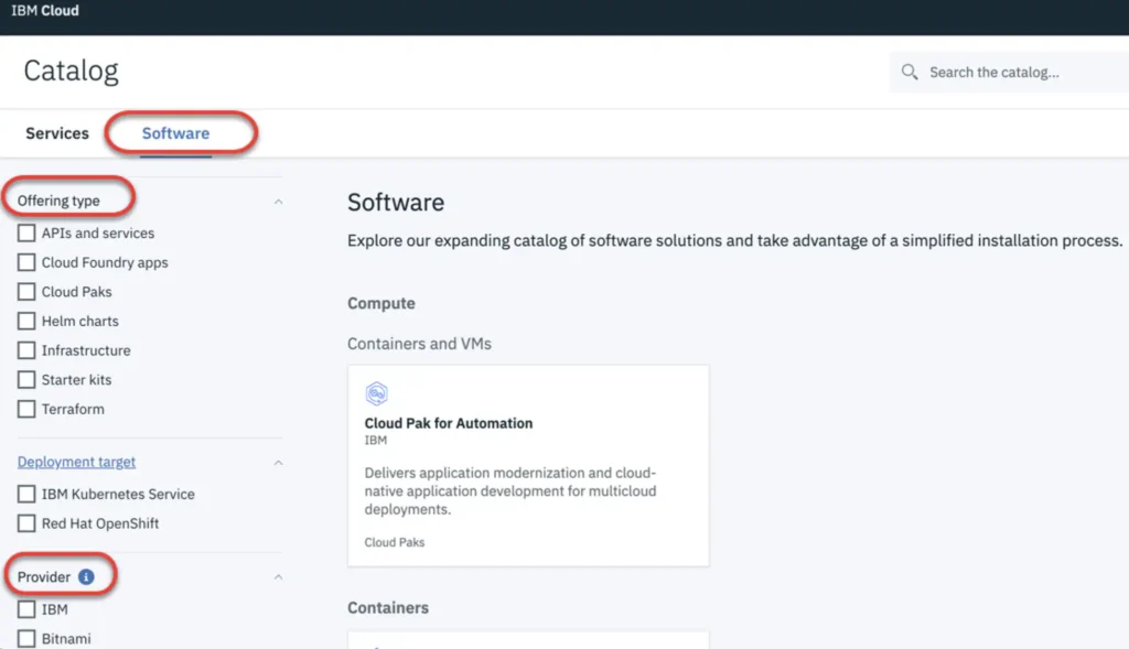 IBM Cloud Services screenshot - 10 Mejores Plataformas de Desarrollo de Aplicaciones en la Nube de 2026