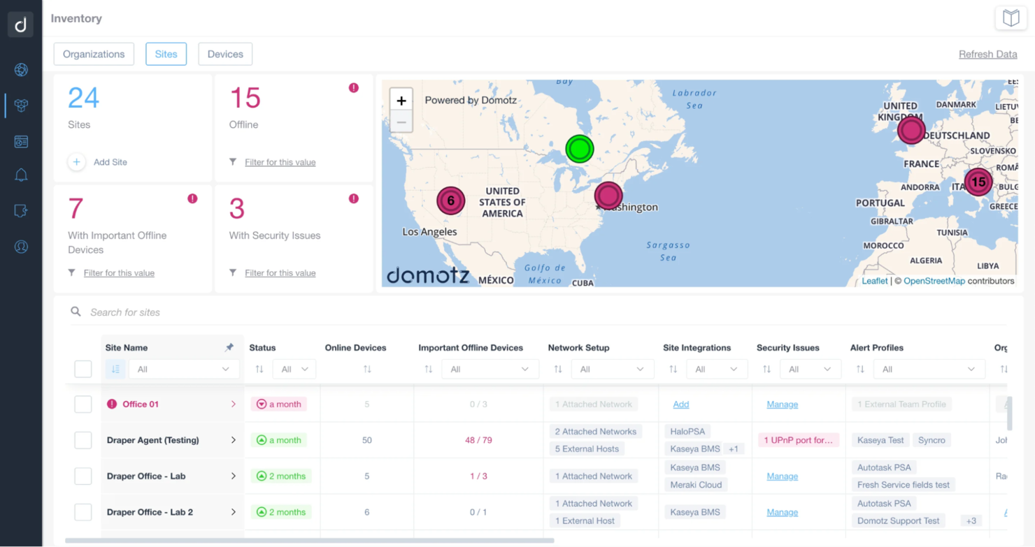 Domotz screenshot - Die 10 besten ManageEngine-Alternativen im Test 2026