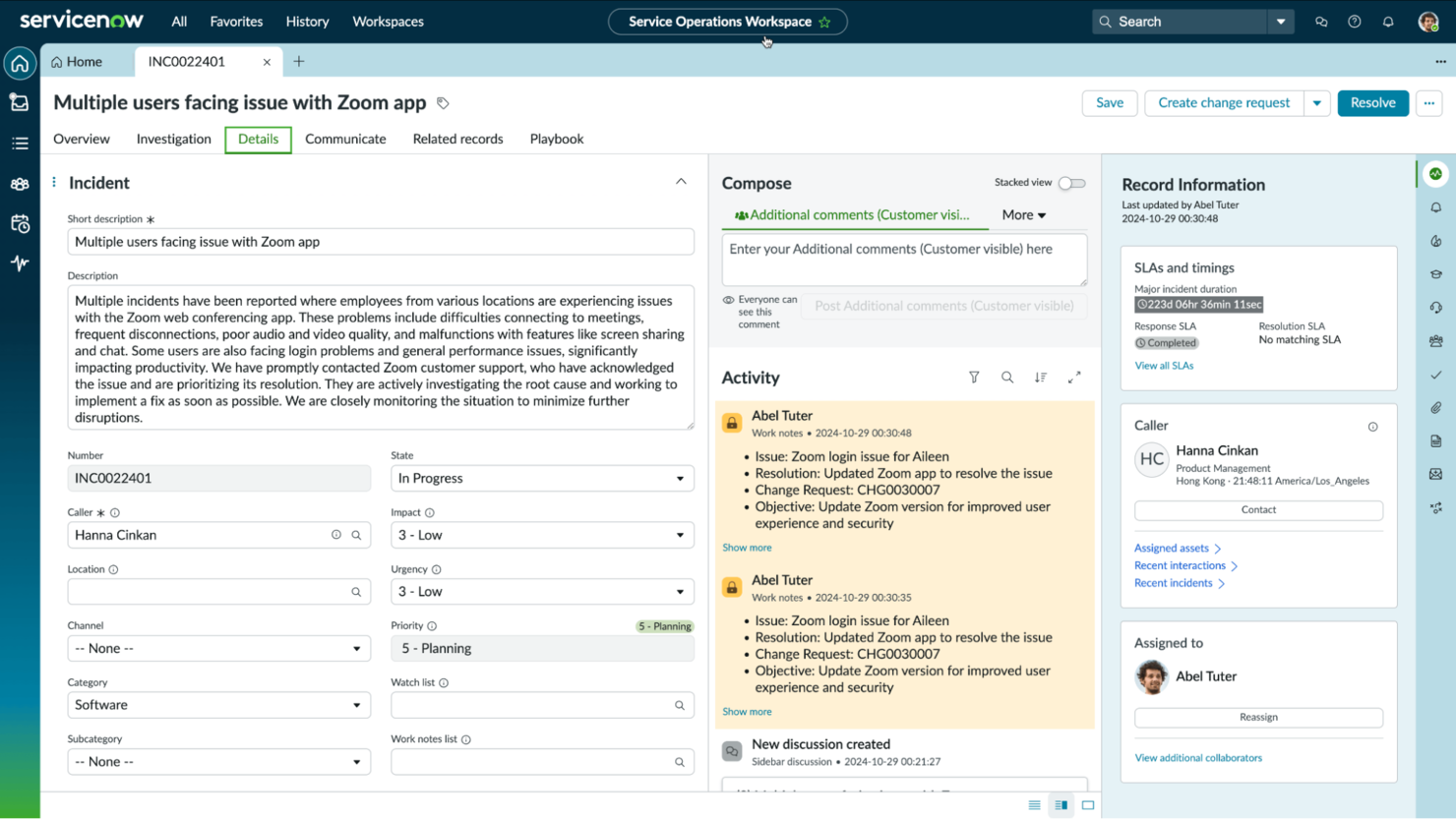 ServiceNow screenshot - 10 meilleures alternatives à ManageEngine passées en revue en 2026
