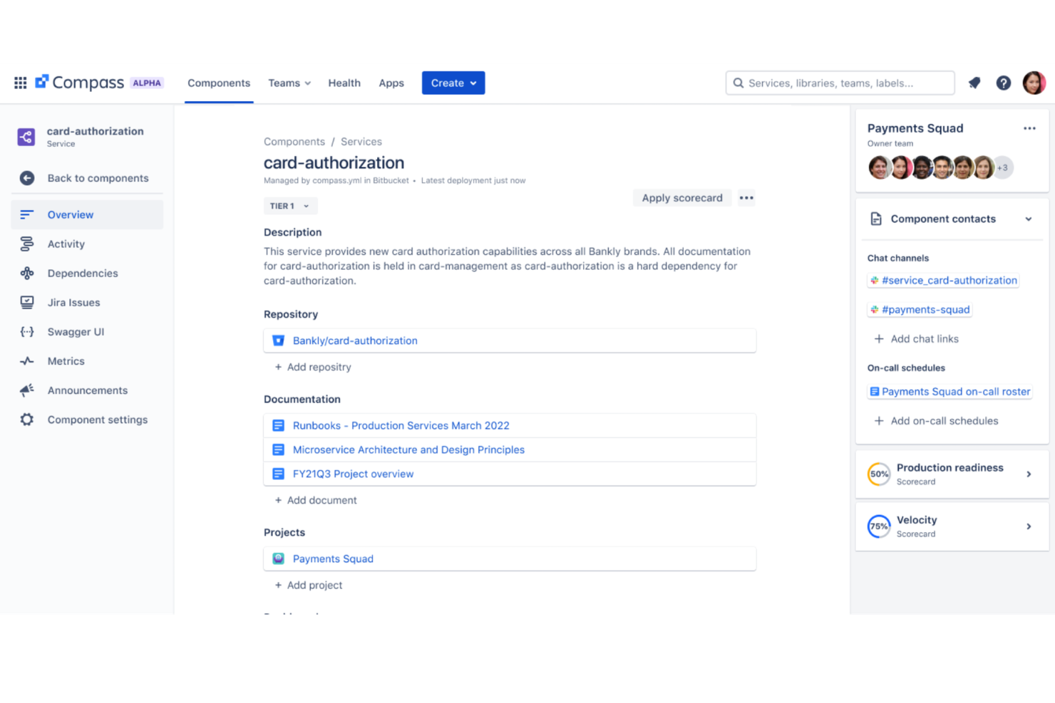 Atlassian Compass screenshot - 10 beste interne Entwicklerportale im Jahr 2026