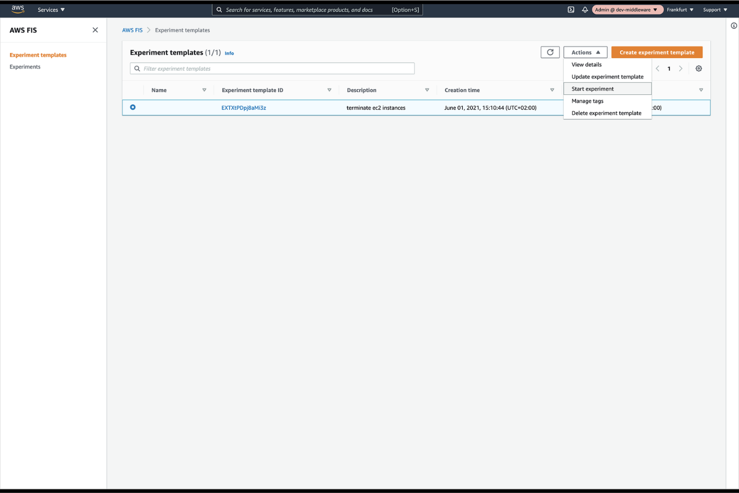 AWS Fault Injection Service screenshot - Die 10 besten Chaos-Engineering-Tools 2026