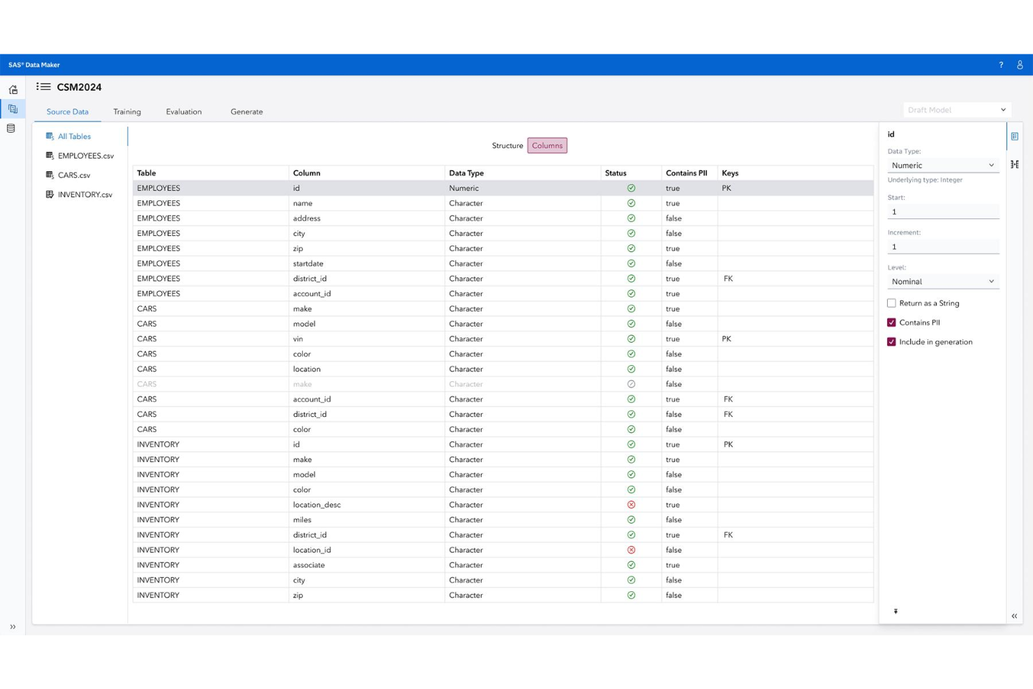 SAS Data Maker screenshot - 10 beste tools voor het genereren van synthetische data in 2026