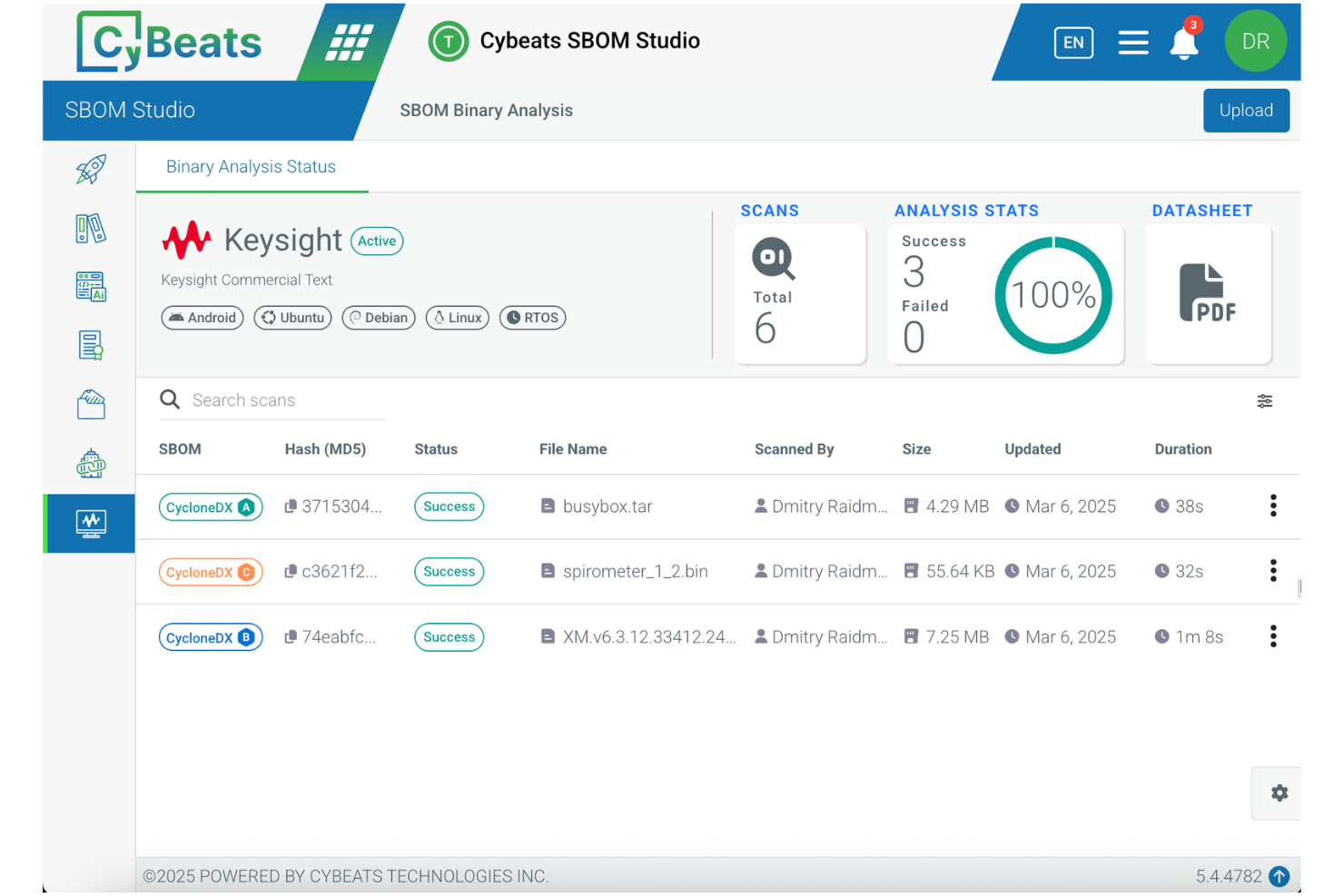 Cybeats SBOM Studio screenshot - 10 beste tools voor het genereren van SBOM’s in 2026