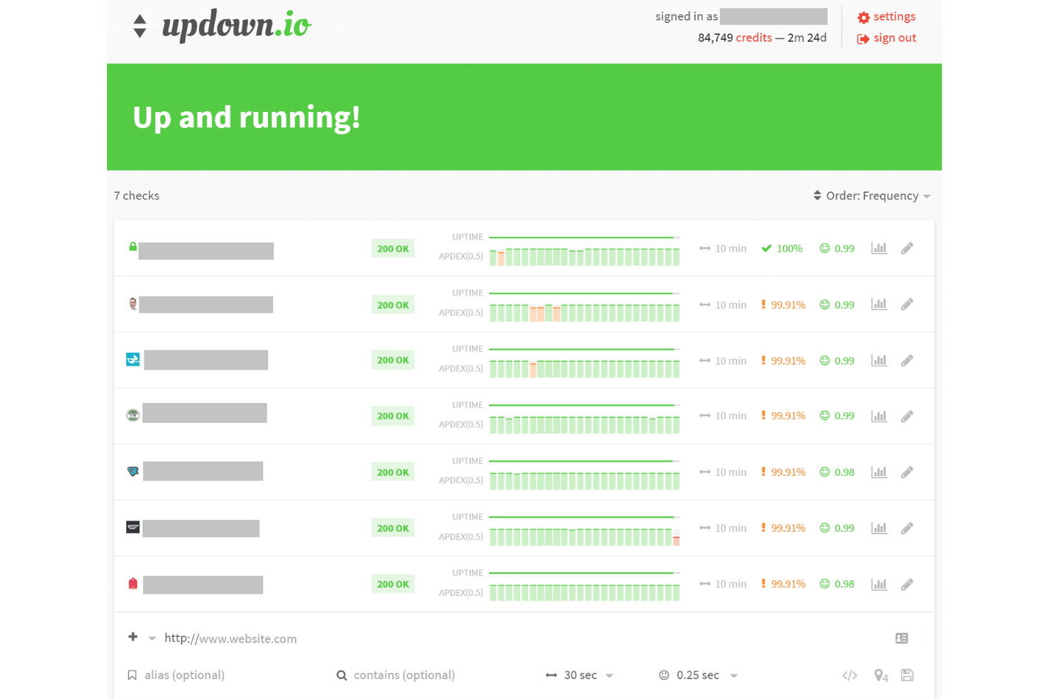 updown.io screenshot - 10 beste alternatieven voor Pingdom voor 2026