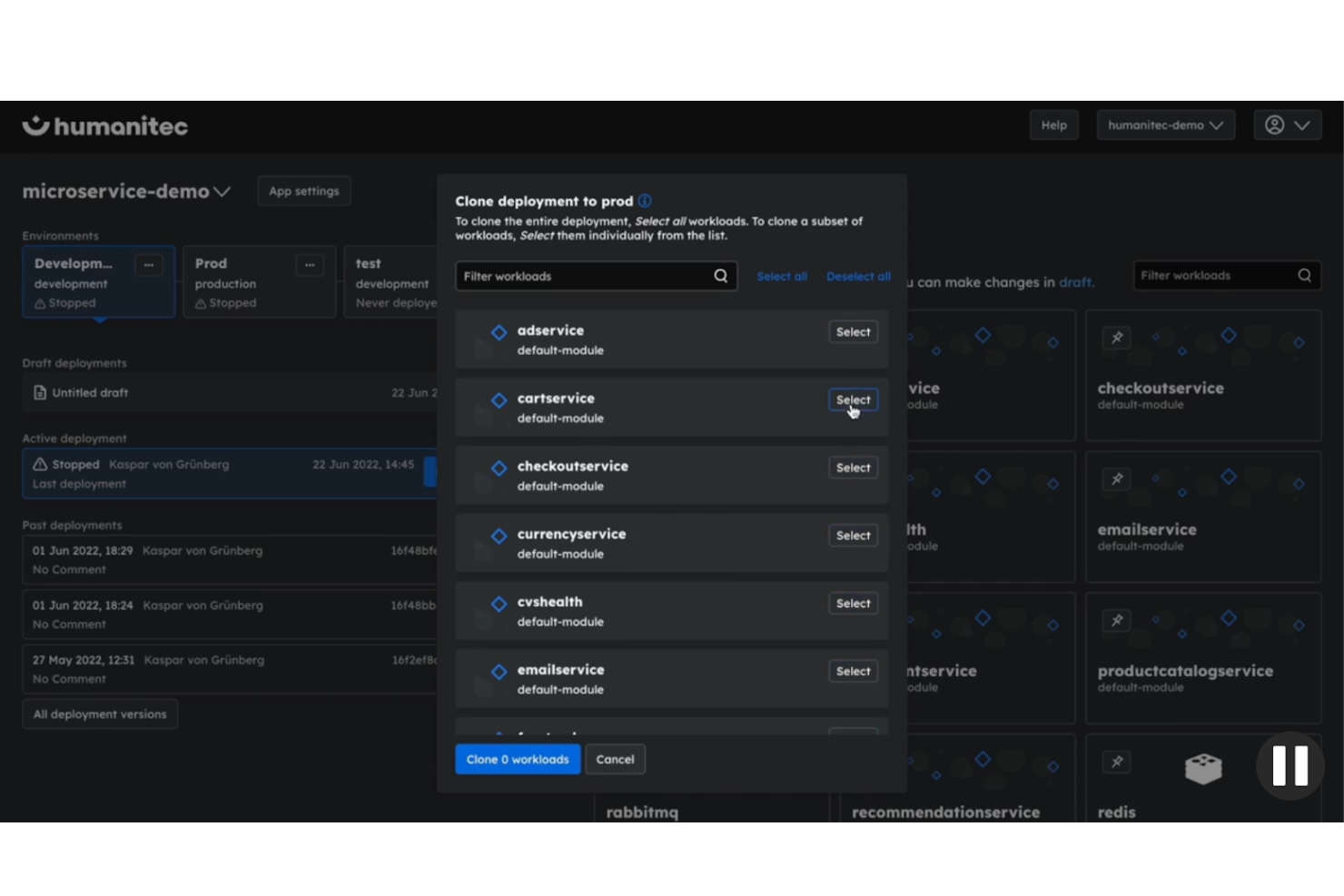 Humanitec screenshot - 10 beste interne ontwikkelaarsportalen in 2026