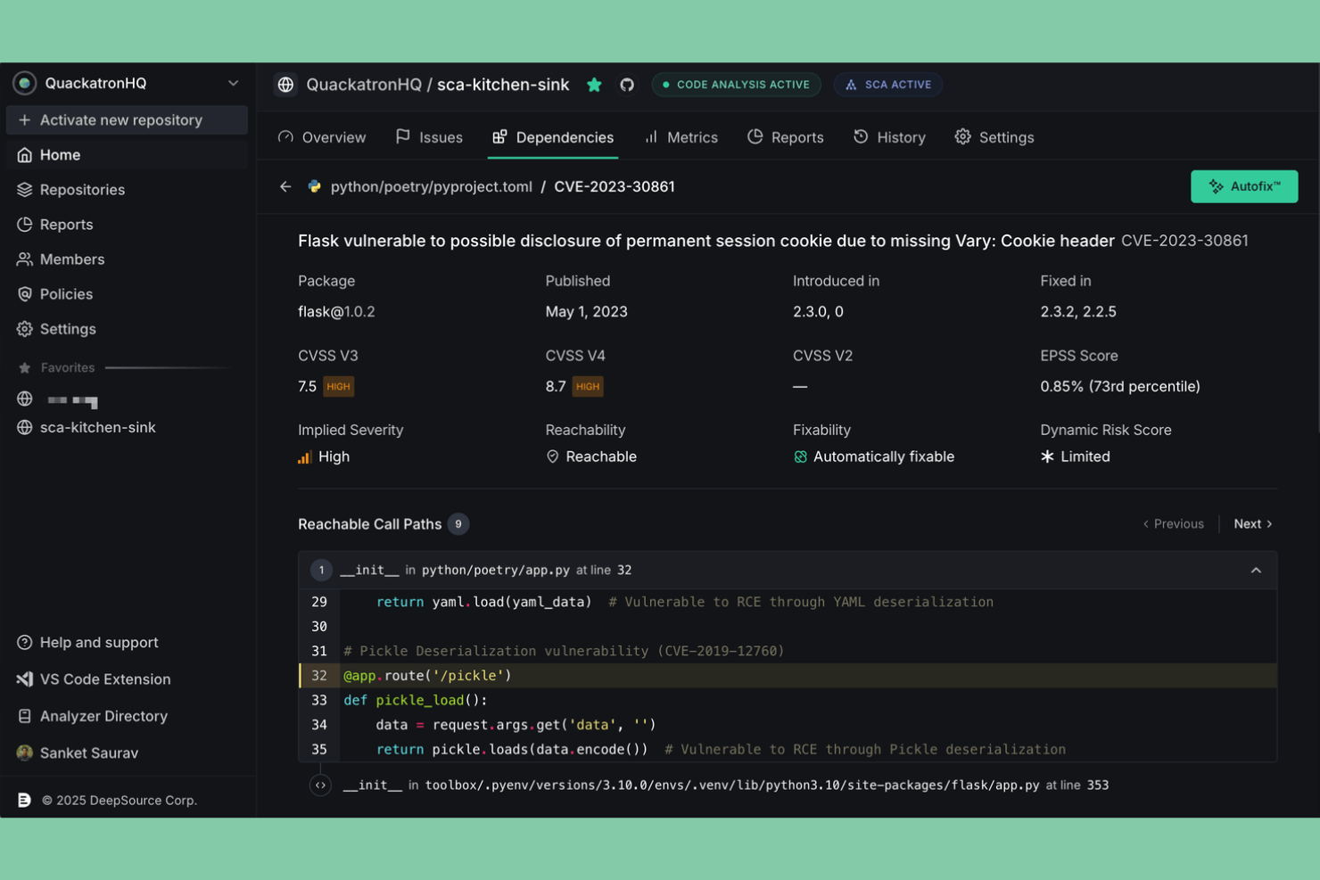 DeepSource screenshot - 10 beste AI-tools voor codebeoordeling in 2026