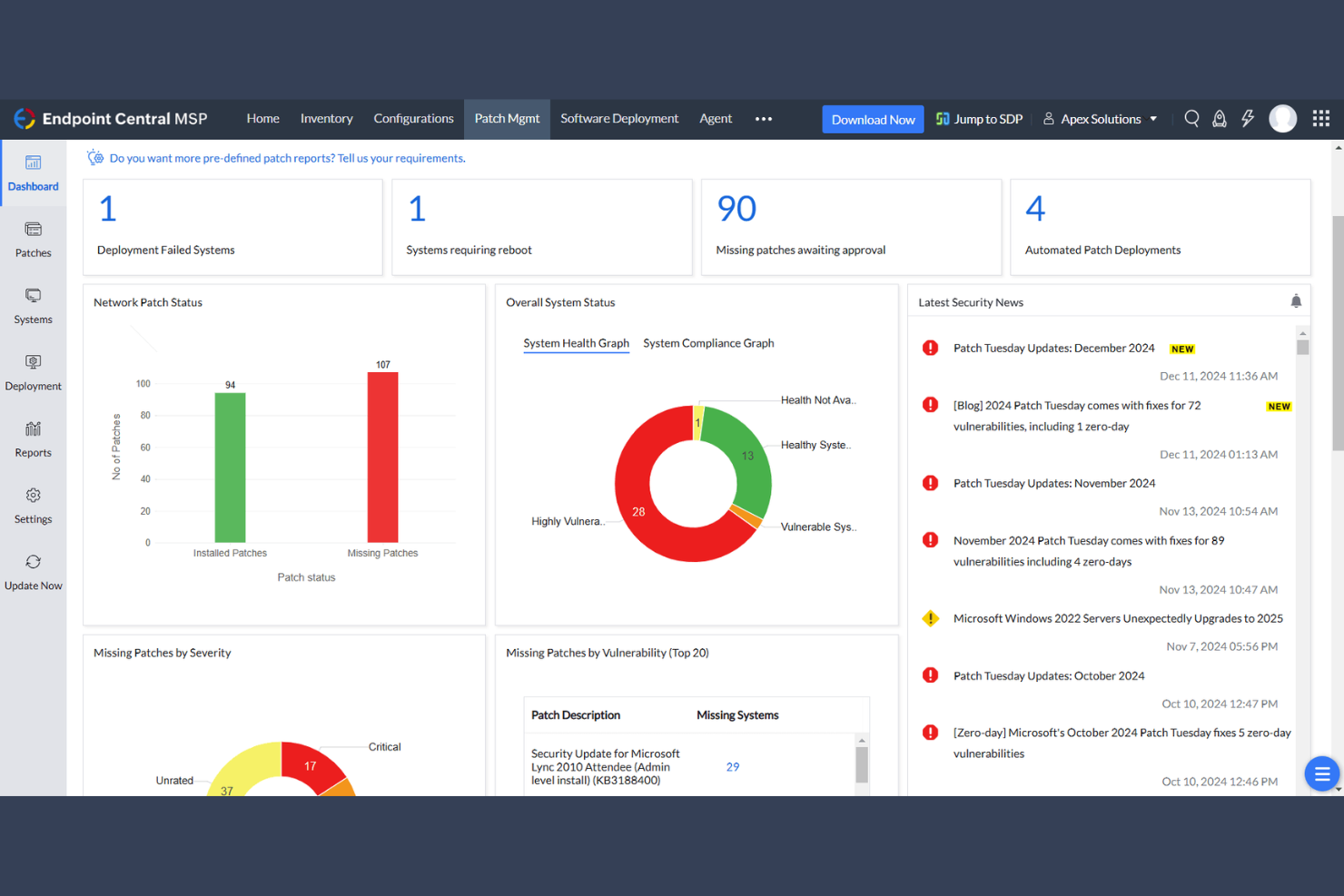 ManageEngine Endpoint Central screenshot - 10 beste IT-beheersoftware voor MSP’s in 2026